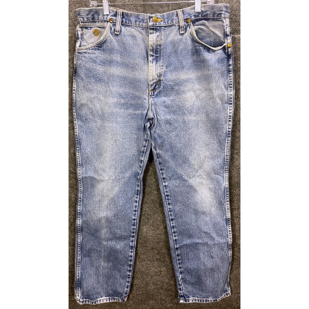 Wrangler 936GSHD Cowboy Cut Slim Fit Jeans Mens 36x30 Light Wash Cotton Denim